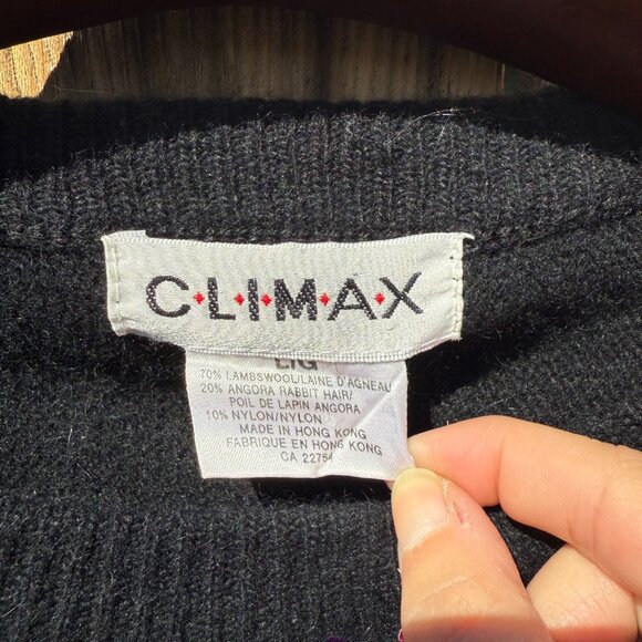 Vintage 80s Climax Black Lambswool Angora Bright Sequin Sweater | Size M/L - Picture 10 of 15